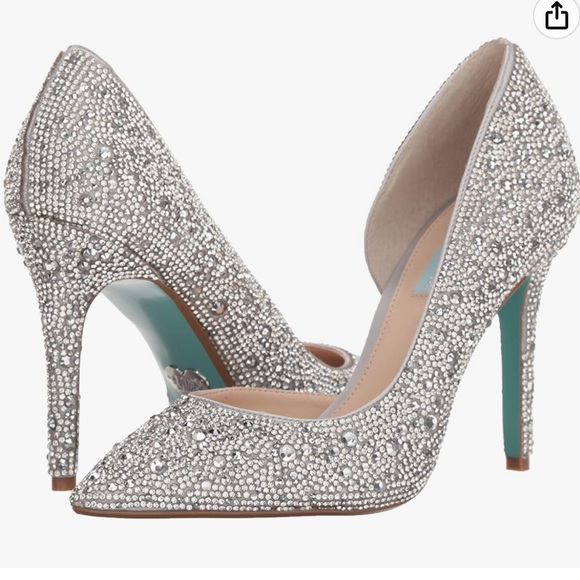 Blue by Betsey Johnson Hazil Jeweled Bridal Pointed Toe Stiletto Pumps size 9 - Picture 1 of 14